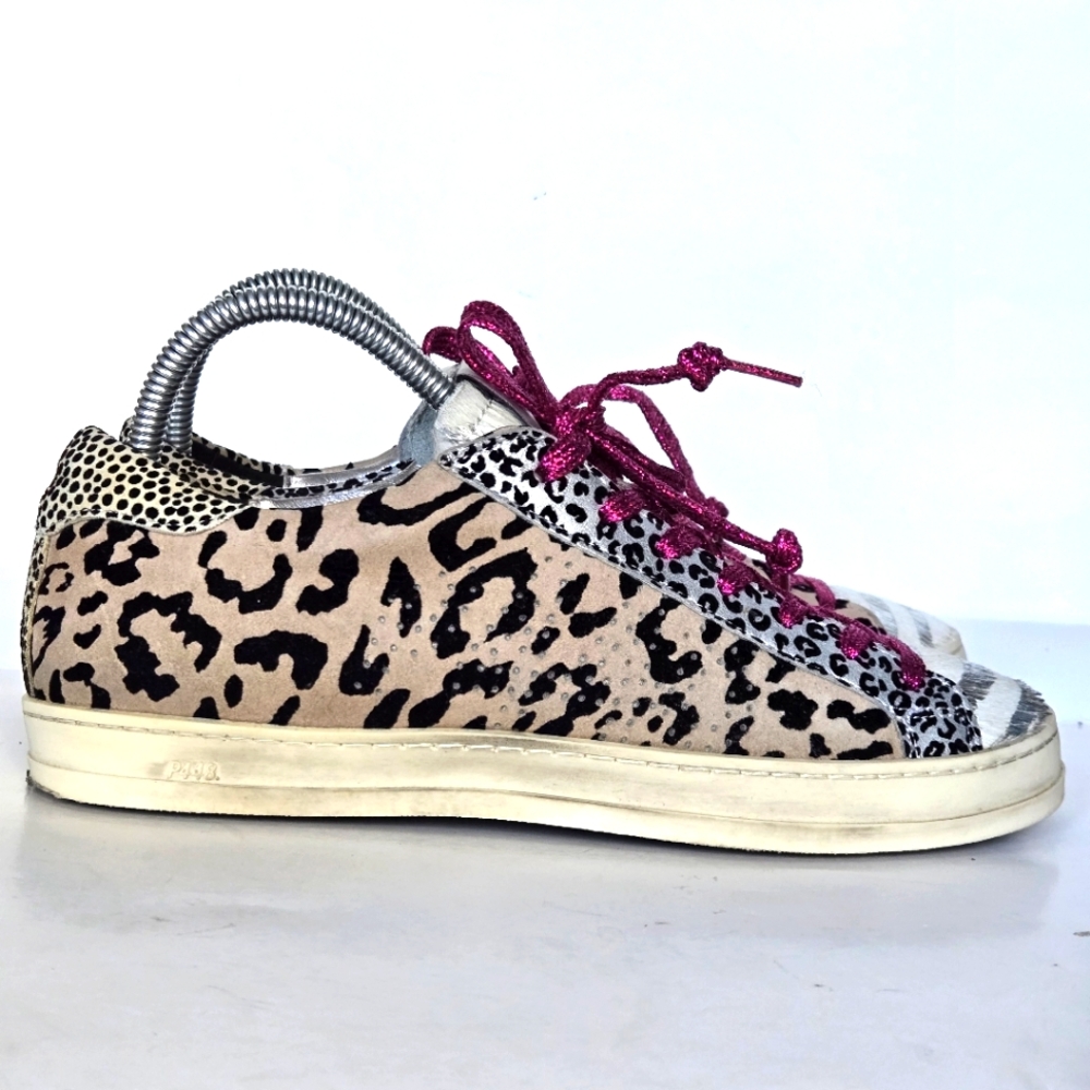 p448 zebra print sneaker with pink laces size 39